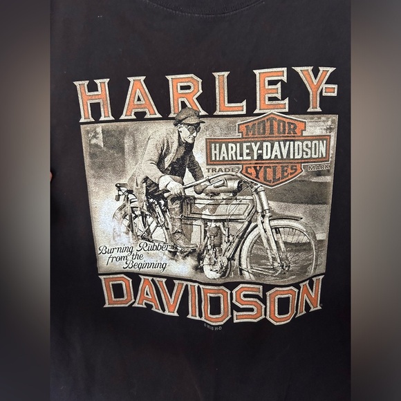 “Burning Rubber From The Beginning” Harley Davidson Tshirt Rocky’s London, ON - Picture 2 of 7